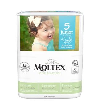 Moltex Junior 5 Еко пелени за еднократна употреба за деца от 11 до 25 килограма x25 броя