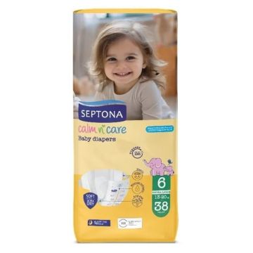 Septona Calm N' Care Extra Large 6 Пелени за бебета от 13 до 20 киограма х38 броя