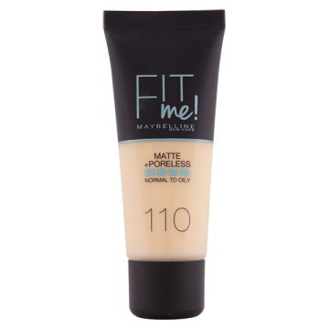 Maybelline Fit Me Матиращ фон дьо тен за нормална до мазна кожа, 110 Porcelain
