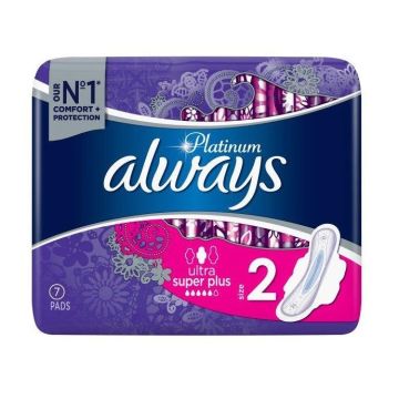 Always Platinum Ultra Super+ Нощни дамски превръзки х7 броя