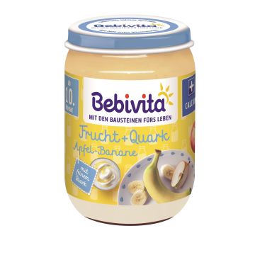 Bebivita Дует ябълка - банан с извара от 10 месечна възраст х190 грама - 1093