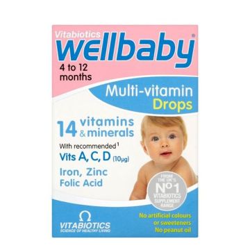 Wellbaby Мултивитаминни капки за бебета от 4 месеца до 1 година х30 мл VitaBiotics