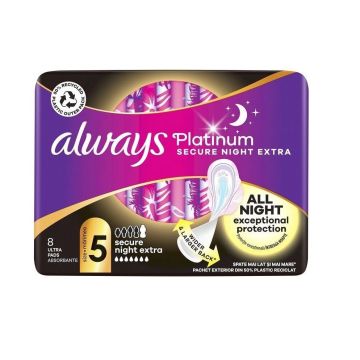 Always Platinum Secure Night Extra Дамски нощни превръзки x8 броя