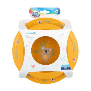 Canpol babies Комплект за хранене Exotic Animals за деца над 4 месеца, жълт