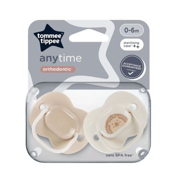 Tommee Tippee AnyTime Ортодонтични залъгалки от 0 до 6 месеца х2 броя, Таралеж