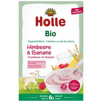 Holle Organic Био каша с козе мляко, малина и банан за деца от 6-ия месец x200 грама