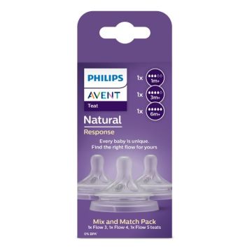 Avent Natural Response Комплект силиконови биберони за бебета от 1 до 6 месеца х3 броя