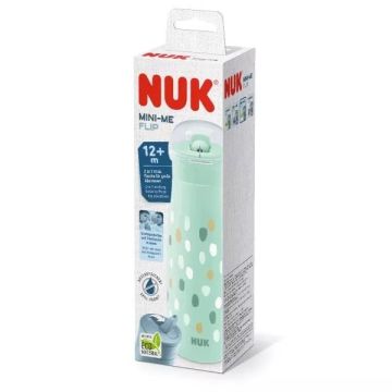 Nuk Mini Me Flip Чаша за пиене със сламка 12 м+ x450 мл, зелена
