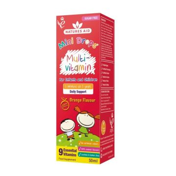 Mini Drops Мултивитамини за деца и бебета х50 мл Natures Aid