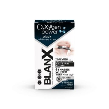 BlanX O3Xygen Power Black Ленти за избелване на зъби с активен въглен х10 броя