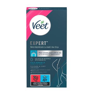 Veet Easy-Gelwax Восъчни ленти за крака и тяло за чувствителна кожа х40 броя