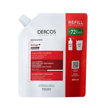 Vichy Dercos Energy+ Стимулиращ шампоан против косопад х400 мл, пълнител