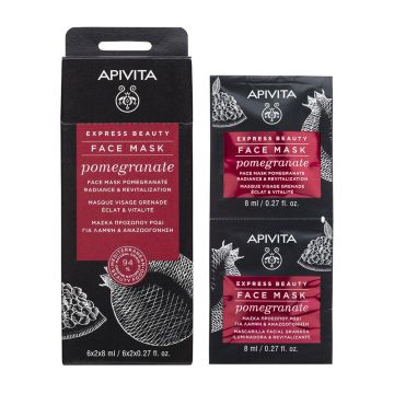 Apivita Express Beauty Озаряваща и ревитализираща маска за лице с нар х2*8мл