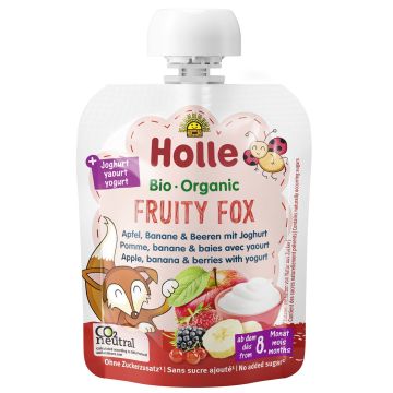 Holle Organic Био пюре пюре ябълка, банан и горски плод с йогурт за деца от 8-ия месец x85 грама