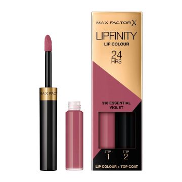 Max Factor Lipfinity Дълготрайно течно червило с топ гланц 24h x4.2 мл, 310 Esseential Violet