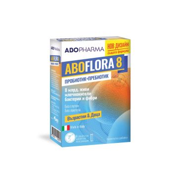 AboFlora 8 Синбиотици за деца и възрастни х6 сашета Abopharma