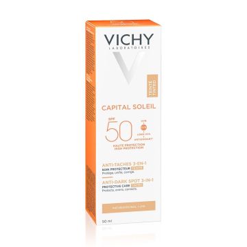 Vichy Capital Soleil 3в1 Слънцезащитен тониран крем срещу поява на пигментни петна SPF50 х50 мл