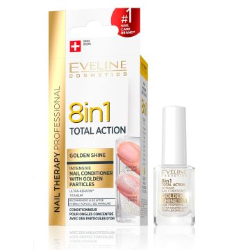 Eveline Nails Балсам за нокти със златни частици 8in1 Total Shine x12 мл