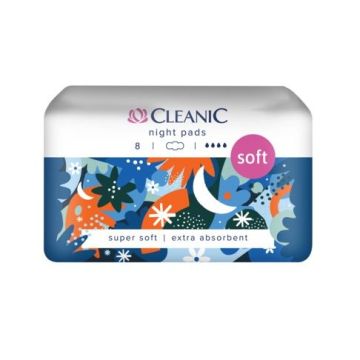 Cleanic Soft Cotton Дамски нощни превръзки x8 броя