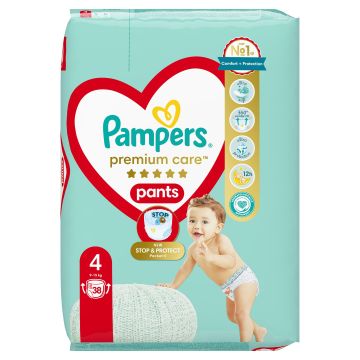 Pаmpers Premium Care 4 Пелени - гащички за деца от 9 до 15 килограма x38 броя