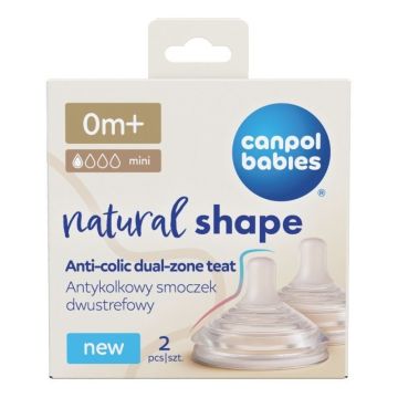 Canpol babies Natural Shape Антиколик двузонов биберон за новородени х2 броя