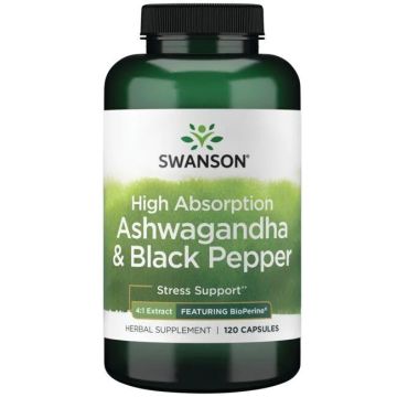 Ашваганда екстракт с Биоперин х120 капсули Swanson