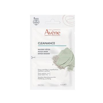 Avene Cleanance Детоксикираща маска-ексфолиант за лице за чувствителна кожа с петна 2x6 мл