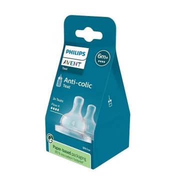 Avent Anti-colic Комплект от 2 броя биберони за деца над 6 месеца, сила на потока 4