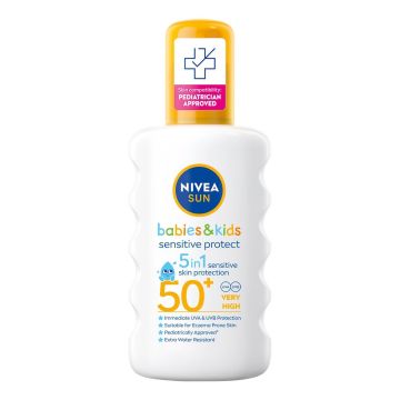 Nivea Sun babies & Kids Sensitive Protect Детски слънцезащитен спрей SPF50+ х200 мл