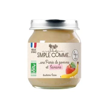 Simple Comme Био плодово пюре ябълка и банан за деца над 4  месеца x125 грама