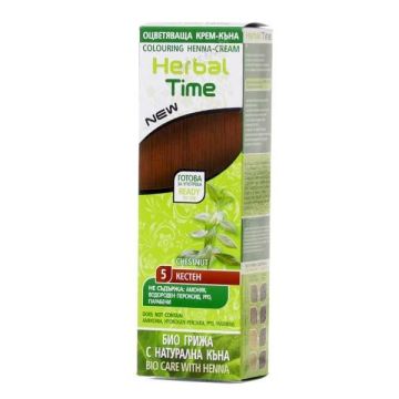 Herbal Time Оцветяваща крем - къна за коса, 05 Кестен х75 мл