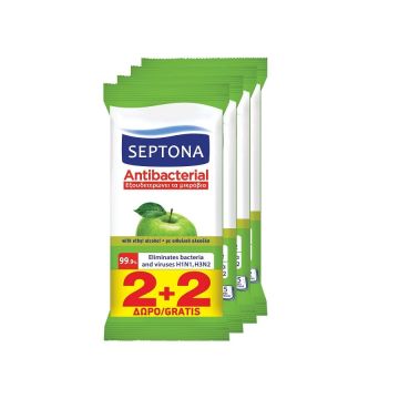 Septona Антибактериални мокри кърпи за ръце с аромат на зелена ябълка 4х15 броя