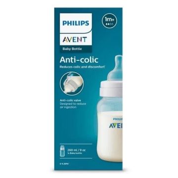 Avent Anti-Colic  Шише за хранене с биберон за бебета над 1 месец x260 мл, сила на потока 2