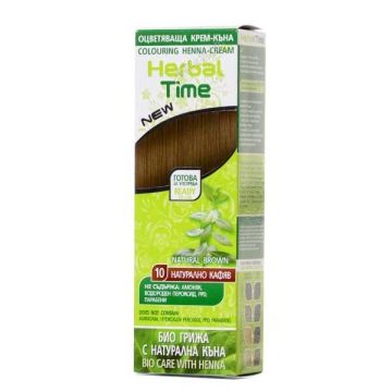 Herbal Time Оцветяваща крем - къна за коса, 10 Натурално кафяв х75 мл