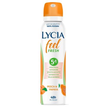 Lycia Feel Fresh 5in1 Део спрей против изпотяване с праскова и папая х150 мл