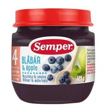 Semper Пюре Боровинки и ябълки то 4 месечна възраст x 125гр - 9620