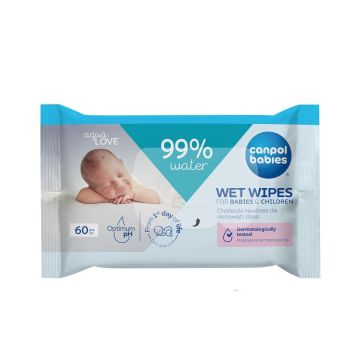 Canpol Babies Бебешки мокри кърпички 99% чиста вода х60 броя