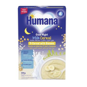 Humana Лека нощ Млечно-пълнозърнеста каша с банан за деца от 6-месечна възраст x200 грама