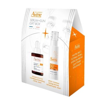 Avene Комплект Озаряващ коригиращ серум за лице и Слънцезащитен тониран флуид за лице против пигментация SPF50+