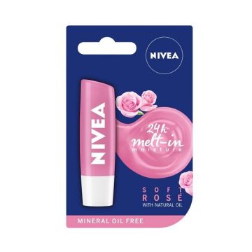 Nivea Soft Rose Хидратиращ балсам за устни с цвят от роза х4,8 грама