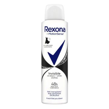 Rexona Invisible Black&White Део спрей против изпотяване за жени х150 мл