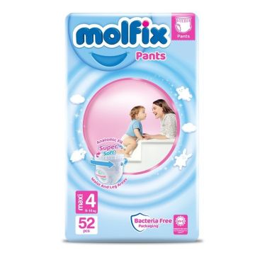 Molfix Pants 4 Maxi Пелени-гащи за деца от 9 до 14 килограма x52 броя