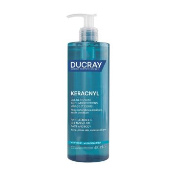 Ducray Keracnyl Пенещ се гел за лице и тяло за мазна или склонна към акне кожа x400 мл