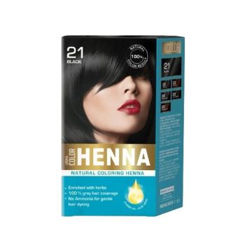 Aroma Color Henna Натурална оцветяваща къна на прах, цвят 21 Black