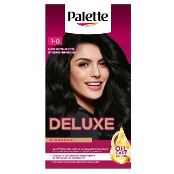 Palette Deluxe Подхранваща трайна крем боя за коса, 1-1 Deep Natural Black