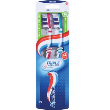 Aquafresh Triple Protection Четка за зъби - Medium х1 + 1 броя