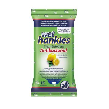 Wet Hankies Дезинфекциращи мокри кърпи с лимон х15 бр
