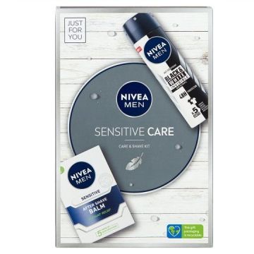 Nivea Men Промо комплект Sensitive Балсам за след бръснене и Invisible Black & White Спрей против изпотяване