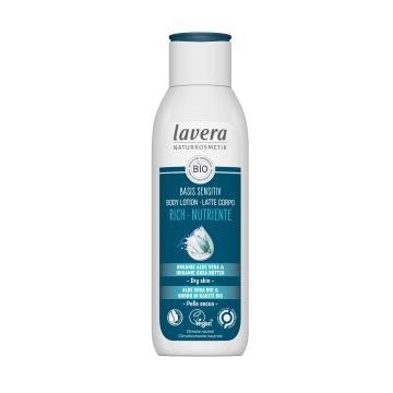Lavera Basis Sensitive Rich Хидратиращ лосион за тяло с органично алое вера и масло от ший за суха кожа x250 мл