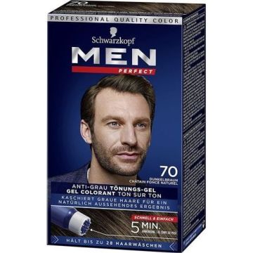 Schwarzkopf Men Ultimate Гел боя за коса за мъже, с апликатор, цвят 70 Естествено тъмно кафяв